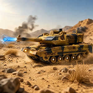 Tank <span class=keywords><strong>militaire</strong></span> télécommandé 2,4 GHz à 13 canaux avec simulation de pulvérisation d'eau, lumières et sons pour enfants - Product Image 4
