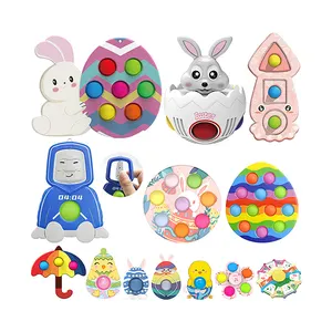 Силиконовые Мультяшные Детские Пасхальные фиджеты, игрушки, кролик, яйцо, снятие стресса, поп пузырьки, пасхальные фиджеты, набор игрушек