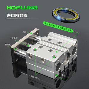 กระบอกสูบลมแบบลูกสูบสามแกน สามบาร์ ขนาดกะทัดรัด ยี่ห้อ Airtac รุ่น TCM50/63-20SX30X50SX*75*100S พร้อมซีลแกน - Product Image 2