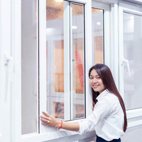Fenêtre coulissante en PVC à double vitrage UPVC de dernière génération, design horizontal moderne, utilisation hôtelière, isolation thermique, étanche