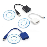 Adaptador de Conectores USB3.0 VGA para Tarjeta Convertidora de Video Gráfico, Cable Externo de PVC 1080P para PC, Laptop, Altavoz y Monitor