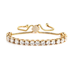 กำไลข้อมือรูปหัวใจ ทำจากสแตนเลสสตีล 316L ป้องกันการแพ้ ชุบ PVD ทอง 18K ประดับเพชรซิร์คอน สีไม่ซีดจาง ปรับขนาดได้ แบบดึงออก - Product Image 6