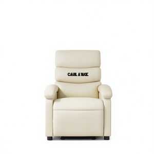 Fauteuil inclinable en similicuir Caula Tide Cream, fonctionnement manuel, design contemporain, dossier serré, accoudoirs rembourrés - Product Image 1