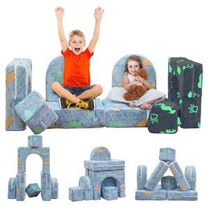 Modular Children's Play <b>Sofa</b> 4 Seater Glow In Dark Dinosaur Pattern Indoor Toddler Combination <b>Sofa</b> - Product Image 5