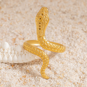 Snake Shape Gold Plated Open <b>Ring</b> Unisex Fashion Jewelry Gift - Product Image 2