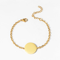 Bracelet élégant personnalisable avec disque ovale vierge, en acier inoxydable électroplaqué, design chaîne, pour femme, souvenir de voyage, cadeau tendance