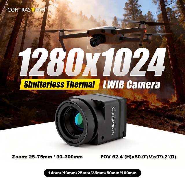 Shutterless 1280x1024 Digital Zoom 1-8.0X NETD ≤ 30mK Boson Drone Thermal Network Camera FOV200 for Night Vision