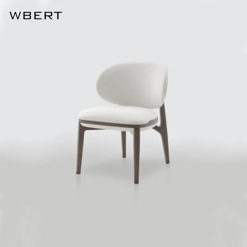 Итальянский минималистичный кожаный обеденный стул из мягкого орехового дерева, мебель для дома, высококачественный современный стул для ресторана