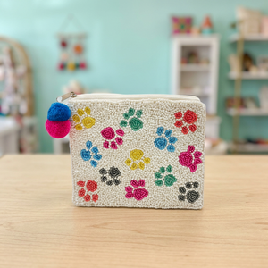 Monedero de Viaje Cuadrado Bohemio de Fieltro No Tejido de Poliéster con Estampado de Huellas Bordadas Coloridas y Vibrantes, para Uso Diario Casual, Bolsa Promocional - Product Image 2