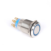 Interrupteur à bouton-poussoir métallique 22 mm, 3V RGB, étanche IP65, LED éclairée, 5 broches, momentané, anti-vandalisme pour machine