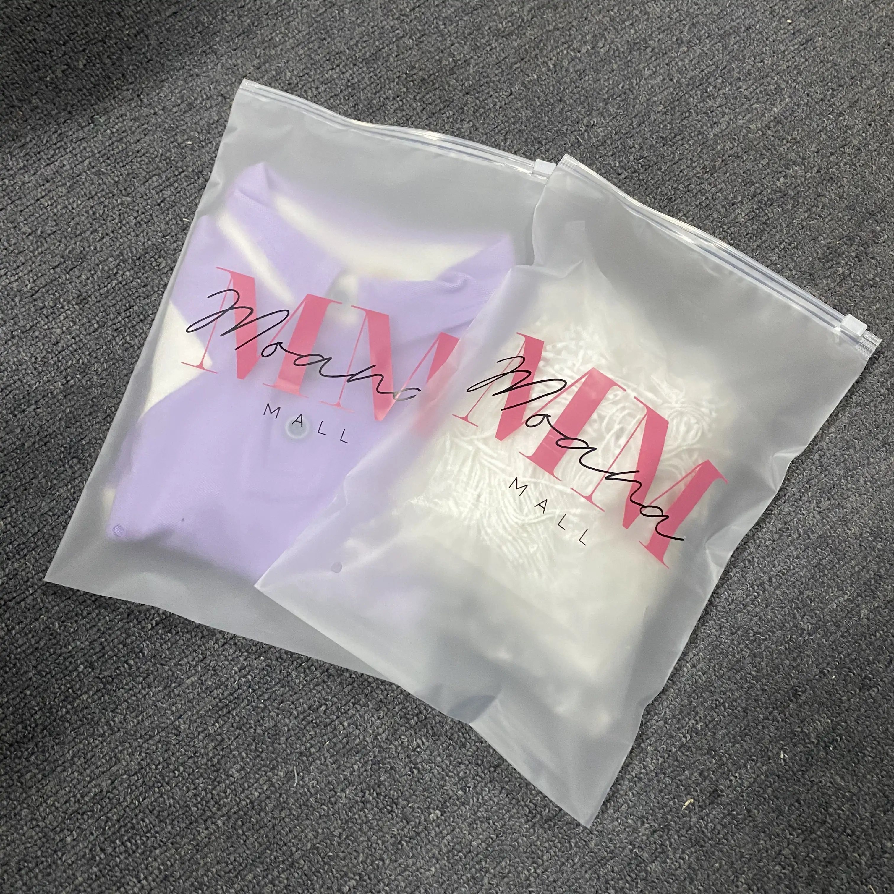 Saco de embalagem de roupas para natação, logotipo personalizado fosco transparente com zíper, roupa íntima de plástico com zíper