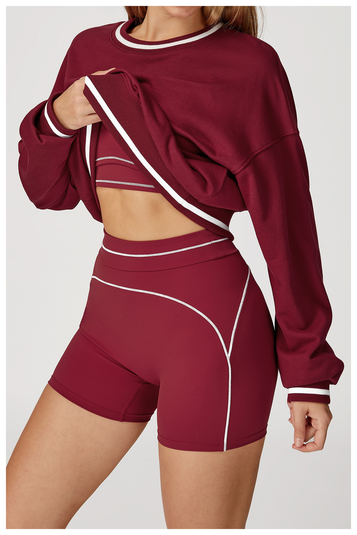 Color-Block Plus-Size Activewear Set: back view showing construction, seams and support
