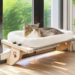 Posatoio regolabile per finestre in legno grandi gatti per interni con davanzale per finestre con amaca per gatti e comodi posti a sedere sul davanzale - Product Image 3