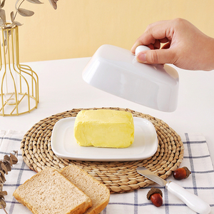 Plato para Mantequilla de Cerámica Blanca Rectangular Personalizado con Tapa, MOQ 200, Gran Venta - Product Image 1