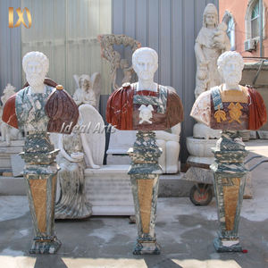 Busto Maschile Classico in Marmo con Piedistallo, Statua in Pietra Intagliata a Mano in Stile Greco per Decorazione d'Interni - Product Image 6