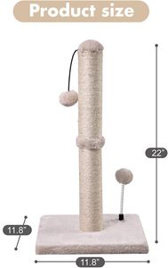 MECOOL 高级猫抓板，带剑麻挂球，米色，室内使用 - Product Image 4