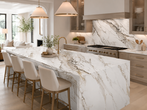 UNION STONE Calacatta Noir Aura, quartz imprimé artificiel, grande dalle, design moderne écologique, comptoirs de cuisine, murs et sols - Product Image 1