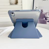 Casing Pelindung Kulit PU Putar 360 Derajat untuk iPad Air 5/6/7/8/10/11 Pro, Stand Tablet Bisnis dengan Fitur Sleep/Wake, Lipat Tiga