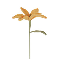 Buket Bunga Buatan Tangan Gaya Eropa dari Katun Sisir dengan Hiasan Rajut Lily untuk Dekorasi Meja dan Ruangan Rumah