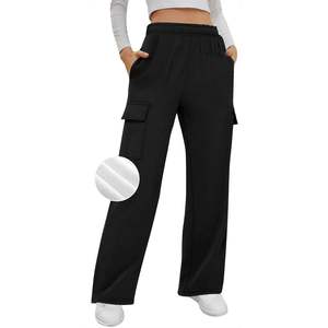 Pantalones de chándal Cargo XL informales de cintura alta para mujer 2025, pantalones de entrenamiento holgados de lana, transpirables, ligeros, arrugados - Product Image 1