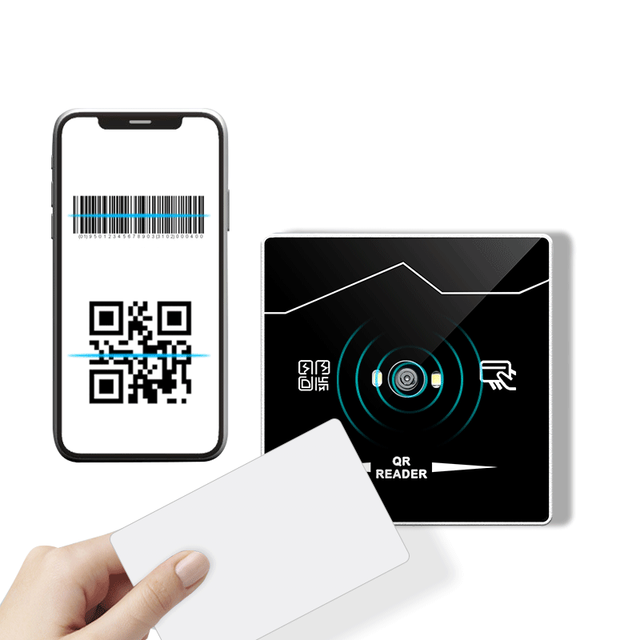 Outdoor Smart Contactless RFID QR Code Card Reader ID EM4100 Support RS485/RS232/UART Interface 3-5cm Reading Distance Windows