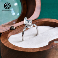 Bague de promesse et de mariage XJZ158 en argent sterling 925 avec moissanite taille radiant 1 carat, design géométrique irrégulier, bijoux fins pour femme