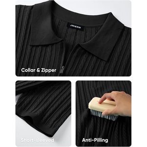 Camiseta Polo FOXA para Hombre, Cuello con Cierre de Cremallera, Manga Corta, Tejida, Transpirable, Informal, para Golf, Verano - Product Image 5