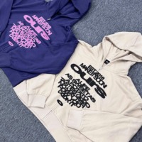Sweat à capuche personnalisé en molleton bouclette coupe oversize et carrée, imprimé vintage, à épaules tombantes et fermeture éclair