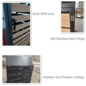 3-Door <strong>Garden</strong> Outdoor <strong>Storage</strong> Shed Waterproof Metal Waste <strong>Bin</strong> with Steel Cover for Furniture - Product Image 4