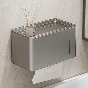 Portarrollos de papel higiénico montado en la pared Family Prosperity, rectangular, 12 pulgadas de ancho, duradero, estante para baño, instalación en esquina - Product Image 1