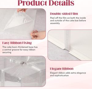 Wholesale Tall Transparent Plastic clear <b>Cake</b> Packaging <b>Box</b> square <b>Wedding</b> Pop Bakery <b>Cake</b> Display <b>Box</b> - Product Image 4