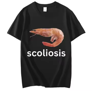 स्कोलियोसिस मजाकिया झींगा मेम टी शर्ट यूनिसेक्स फैशन आकस्मिक टी-शर्ट गर्मियों की छोटी आस्तीन टी शर्ट - Product Image 4