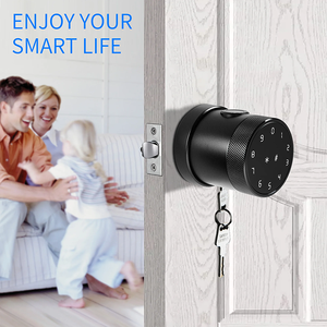 Usa pegangan pintu Alexa biometrik sidik jari, Keypad <span class=keywords><strong>Digital</strong></span> Wifi elektronik Ttlock kamar tidur pintar kenop bulat - Product Image 6