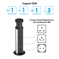 EU-Standard Industrielle Einbau-Verlängerungssteckdose 3 AC 2 USB-Anschlüsse Ausziehbare Steckdose Kabelloses Laden PD20W für Krankenhäuser