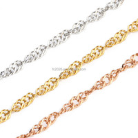 Chaîne Ondulée Brillante en Acier Inoxydable 304/316, Style Singapour, Collier Délicat à Superposer, Bijou de Cheville