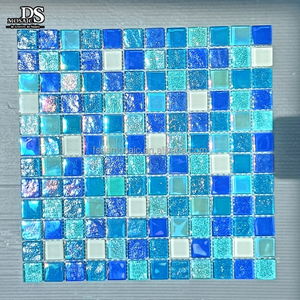 Azulejos de mosaico de piscina de cristal cuadrado azul moderno para piscinas de interior y exterior, ideal para decoración de suelo elegante, hoteles/baños - Product Image 2