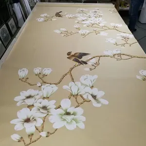 Zhenling Luxe Magnolia Design Chinoiserie Behang Muurschildering Voor Interieur Huis Wanddecoratie