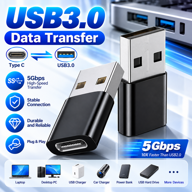 USB C Female to USB a Male Adapter USB 3.0 Type C Converter Metal Housing Connector for Laptop PC Keyboard Mouse