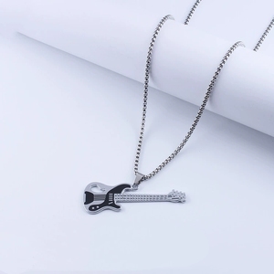 Collier pendentif guitare électrique, émail coloré, acier inoxydable, pour les amateurs de musique - Product Image 4