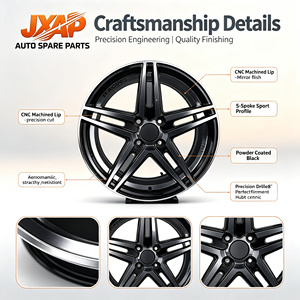 ล้อแม็กซ์ JAXP Aftermarket Sport Design 4x108 อลูมิเนียมอัลลอยด์ ขนาด <span class=keywords><strong>14</strong></span> 15 16 17 นิ้ว สีดำหน้าเจียร CB 65 1 วง - Product Image 5