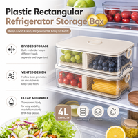 Boîte de rangement pour réfrigérateur en plastique transparent de qualité alimentaire pour la conservation des aliments, grande boîte rectangulaire avec couvercle hermétique