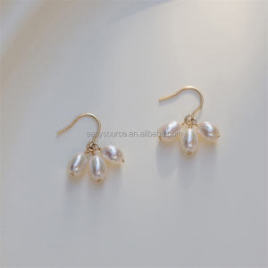 RE4888-pendientes de perlas de agua dulce Natural para mujer, aretes colgantes hechos a mano, joyería fina - Product Image 2