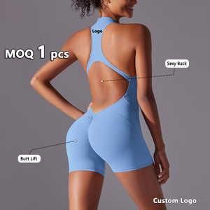 <span class=keywords><strong>Tuta</strong></span> Sportiva Aderente ad Alta Elasticità con Zip, Monopezzo per Yoga e Fitness - Product Image 1