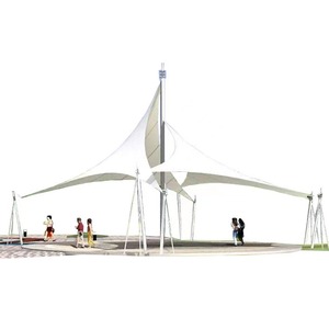 Structure de membrane en tissu pare-soleil tendu en acier pour auvent architectural extérieur en PVDF/PTFE/PVC, prix usine - Product Image 1