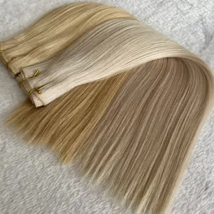 Grootste Selling Van Krullend Blonde Remy Double Inslag 100% Cuticula Uitgelijnd Ruwe Menselijk Haar Bundels Natuurlijke Weven Hair Extensions