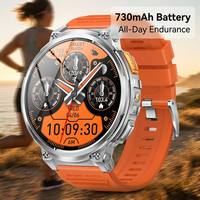 Reloj Inteligente Deportivo K66 de 1.85 Pulgadas, Batería Grande de 730 mAh, Reloj Inteligente Deportivo Resistente para Exteriores para Hombres, Modos Deportivos Android e iOS, Voz AI