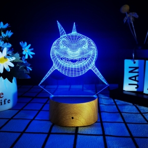 3D Acrylic Led Lamp with Wood Grain Base <b>for</b> Home Kid's Night <b>Light</b> Birthday Gift Bedside Lamp Small Home <b>Light</b> - Product Image 3
