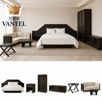 Modernes Hotel-Schlafzimmer-Möbelset Maßgefertigtes Bett Kleiderschrank TV-Schrank Nachttisch Sofa und Gepäckablage für Gästezimmer