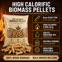 Granulés de biomasse en gros 8 mm en bois de peuplier haute densité, biocarburant, sac de 15 kg pour chauffage résidentiel et systèmes de cuisson