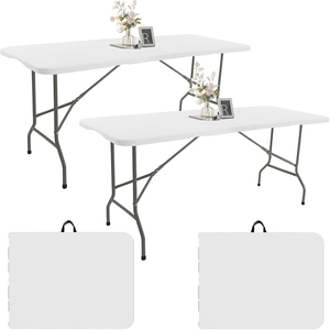 Fournisseur de mobilier d'extérieur, table pliante robuste, imperméable, semi-portable, blanche, 6 pieds, table d'extérieur pour les fêtes, les événements en plein air - Product Image 1